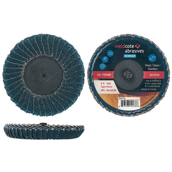 Weldcote Flap Disc 2" 60G Z-Prime Korner Roll On Mini Flap Discs 10234